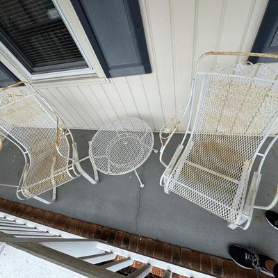 Lot 275: Great Project  Wrought Iron Table And Chairs