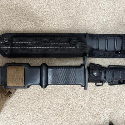 Lot 349: 2 Combat Knives – Ontario Knife Co. M9 Bayonet & Ontario SP-1 Combat Knife with Sheaths