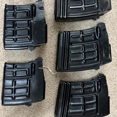 Lot 340: Surplus Steel HK91 / G3 / CETME Magazines – 7.62x51 (5 Total)  Lot of 5 steel surplus mag