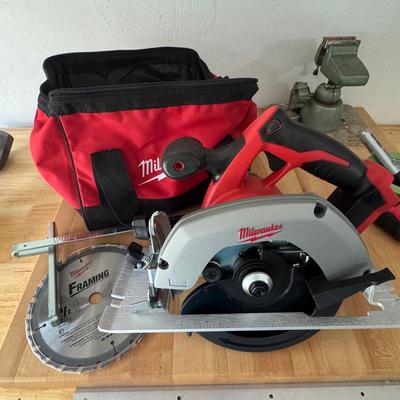 Lot 238: Milwaukee Battery Operated Circular Saw With Bag And Blade ( No Battery)