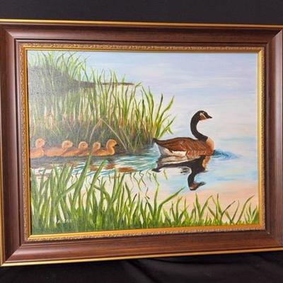 Oil On Canvas “Duck And Her Babies”