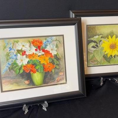Floral Watercolors Framed In Black 