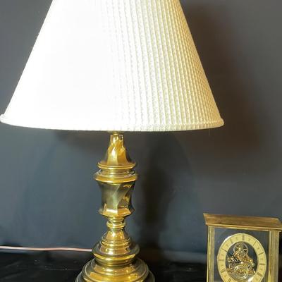 Brass Lamp And Bulova Clock