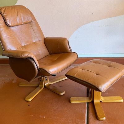 Chair Works Brand, Leather Chair, & Ottoman 