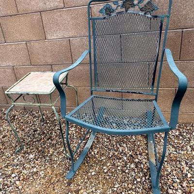 Outdoor Metal Patio Rocking Chair & Side Table # 2