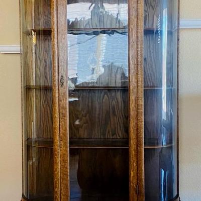 Antique Curved Glass Curio Cabinet