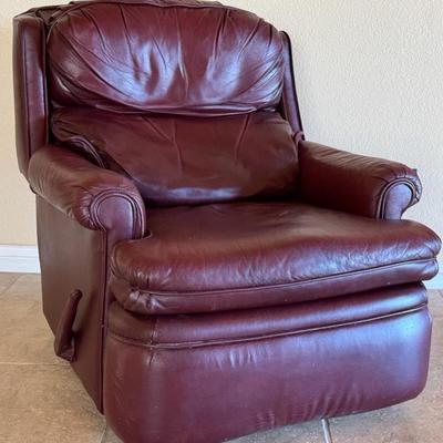 Red Leather Reclining & Mechanical Footrest Chair 