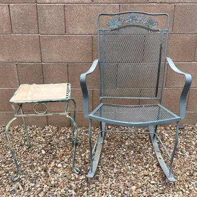 Outdoor Metal Patio Rocking Chair & Side Table #1