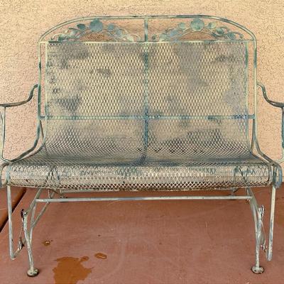 Patio Outdoor Metal Love Seat Glider 