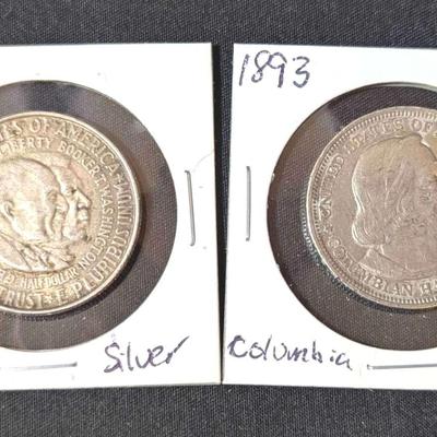 Silver Commemorative Half Dollars - 1952 Booker T & 1893 Columbian Expo (1 ea.)