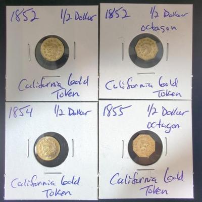 1850s California Gold 1/2 Dollar Tokens 