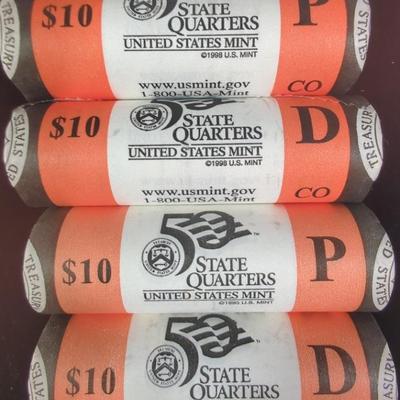 4 BU Mint Rolls State Quarters - Kansas & Colorado, P&D