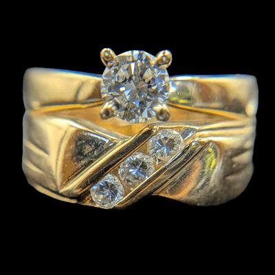 14K Yellow Gold & Diamond Wedding Set, NAGL Appraised 