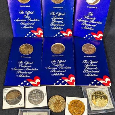 3rd & 4th Edition State Medallions (6) & 8 Misc Tokens