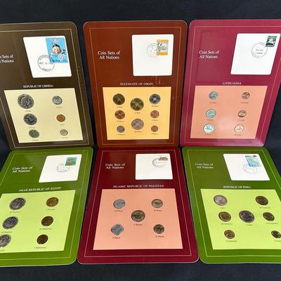 6 Sheets Of Uncirculated Foreign Coins