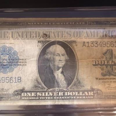 Large Note $1 Silver Certificate & Red Seal $2