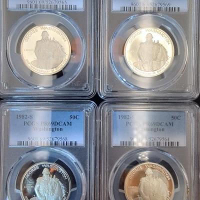 4 Silver Washington 50c Commemoratives - PCGS PR-69DCam