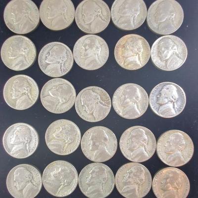 25 Silver War Nickels 