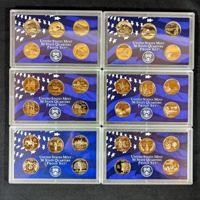 6 U.S. Mint State Quarter Proof Sets 1999-2006
