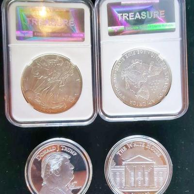 Silver Eagles And Donald Trump Rounds, 2 Each 