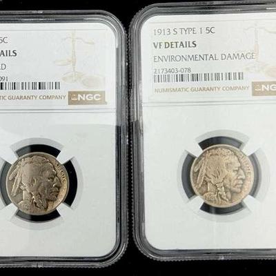 Buffalo Nickels NGC Graded, 1913-S, 1926-S