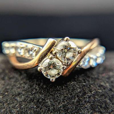 14k Two Tone Gold Diamond Ring, NAGL Appraised 