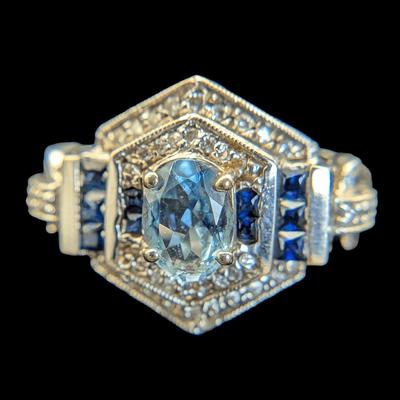 14K White Gold Topaz Ring, NAGL Appraised 
