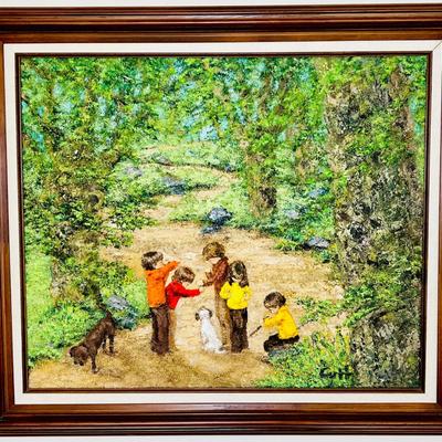 Original Phyllis Cubb "Meeting in the Woods" Framed Painting with COA