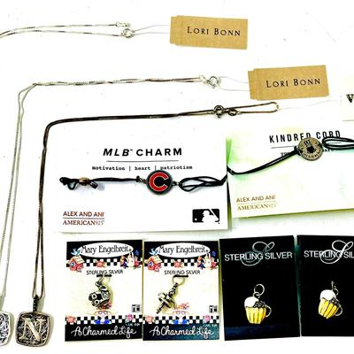 (11) Sterling Silver Charms and Initial Necklaces