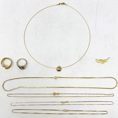 (8) 14K Gold Jewelry with Hermes Charm and James Avery Ring