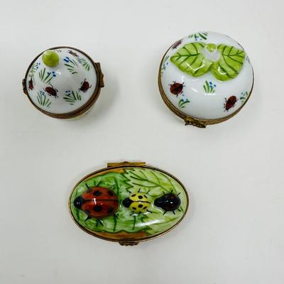 (3) Vintage Limoges France Porcelain Trinket boxes 