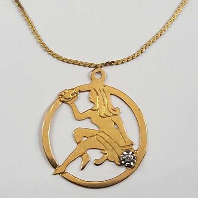 14K Gold Chain w/ Authentic Diamond Accented Pendant