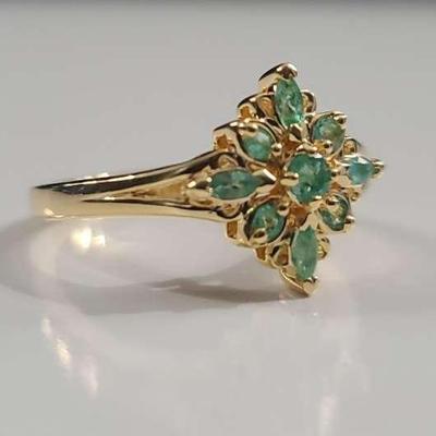 18K Emerald Yellow Gold Over Sterling Silver Ring