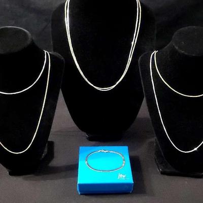 Sterling Silver Necklaces And Bracelet 