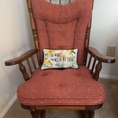 Wooden Glider with Cushions & Decorative Pillow