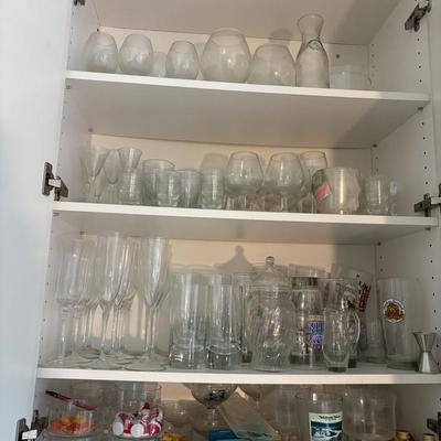 Kitchen Glassware-Contents Of Two Cabinets