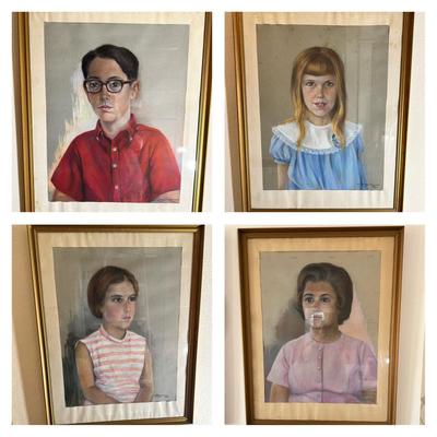 5 24x31in Framed Pastel Portraits
