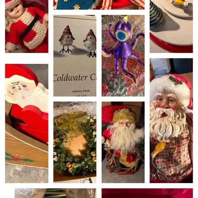 Vintage Christmas Decor Assortment-Art Glass, Handmade Ornaments, Santa’s