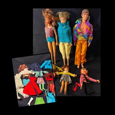 1960’s Barbie & Ken Dolls, Assorted Clothing 