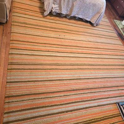 Vintage 70s Cabin Craft Orange Striped Area Rug