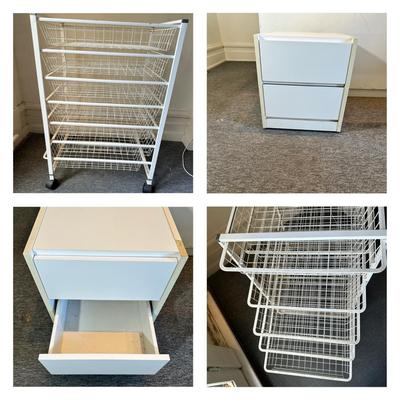 Wire Rack Rolling  Storage  & Side Table