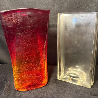 Blenko Art Glass Vase & Clear Vase - Portugal 