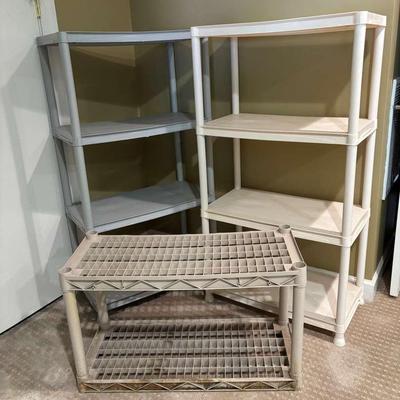 Set of Three Plastic Utility Shelving Units