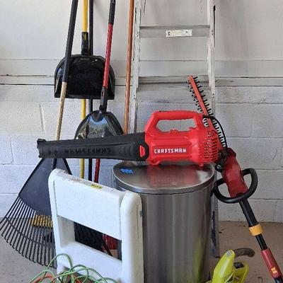 Craftsman & Ryobi Yard Tools with 6 Ft Step Ladder & Garden Accessories