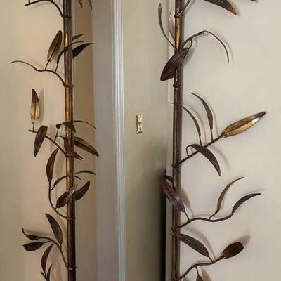 Ornate Bamboo-Style Wall Mirror with Leaf Motif