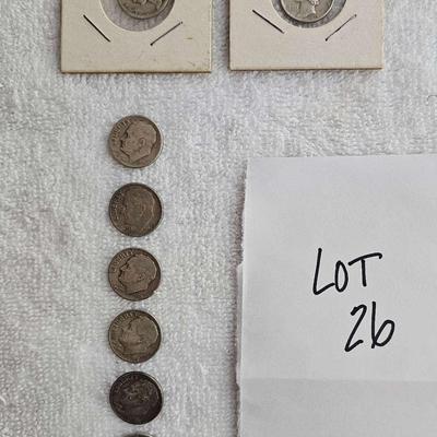 Set Of Nine Pre-1964 Dimes
