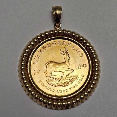 1980 South African Krugerrand Pendant 