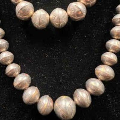 De214r vintage native style stamped graduated bead necklaces