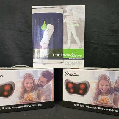 Ct547 massaging heating pad 3d shiatsu massager pillow