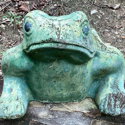 Sale Photo Thumbnail #96: Vintage cast iron guard frog statue
